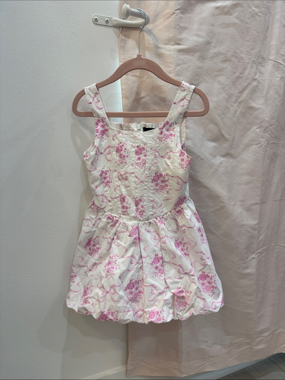 Flowers by Zoe White Dress with Pink Floral Print